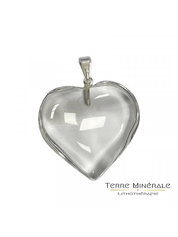 Pendentif Coeur Cristal de Roche 2 à 3 cm