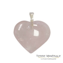 Pendentif Coeur Quartz Rose 2 à 3 cm