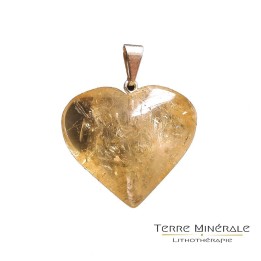 Pendentif coeur citrine chauffée 2-3 cm