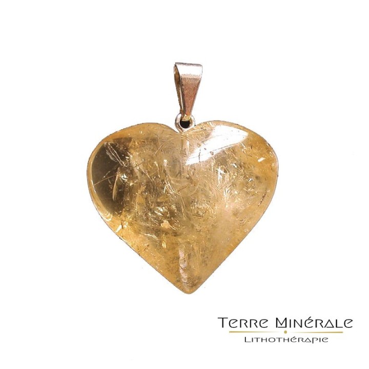 Pendentif coeur citrine chauffée 2-3 cm