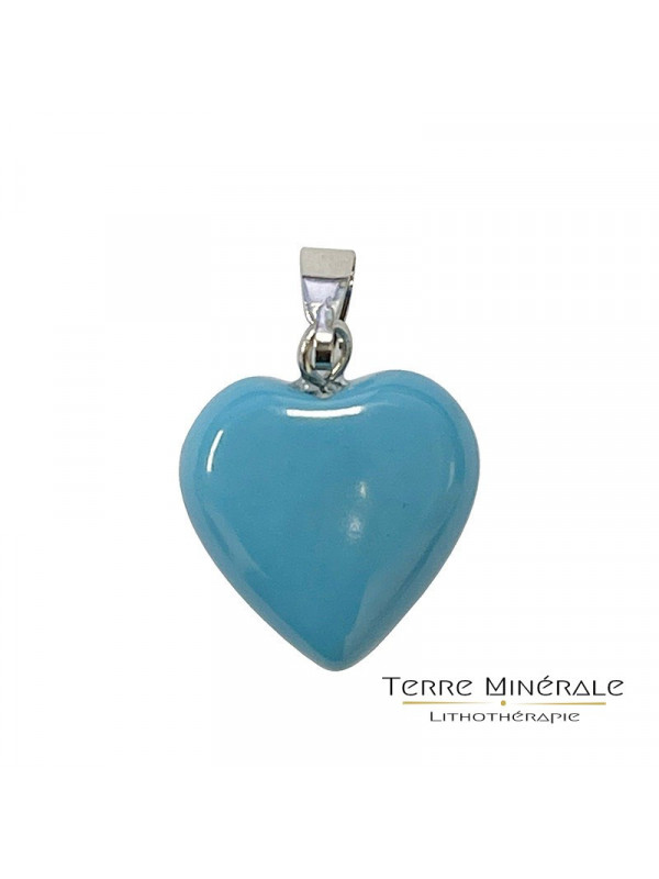 Pendentif coeur Howlite Turquoise 15 mn