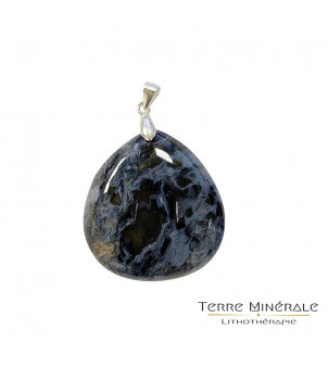 Pendentif Pietersite Goutte plate 3.5 cm Argent 0.925 – BIJOUX FANTAISIE GROSLAY 95