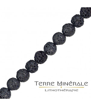 Collier en Pierre de Lave noire boules 6 mn – BIJOUX FANTAISIE ROIFFIEUX 07