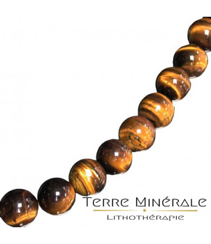 Collier Oeil de Tigre boules 8 mn – BIJOUX FANTAISIE PEROUGES 01
