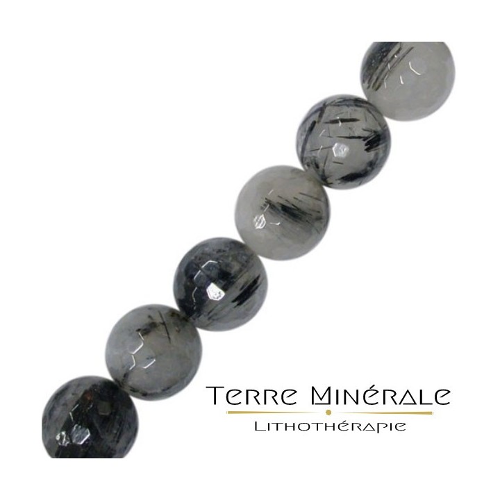 Collier Quartz à Tourmaline facetté 8 mm