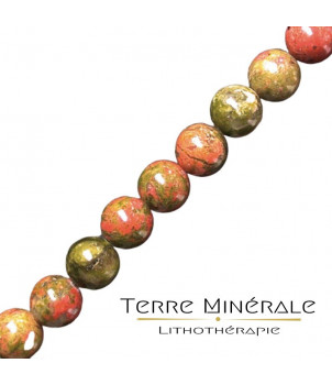 Collier Unakite boules 6 mn – BIJOUX FANTAISIE CHAMPIER 38