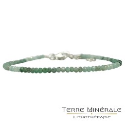 Bracelet Emeraude facetté 3.5 mm 17 cm fermoir + chaînette argent 0.925