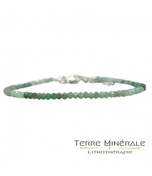 Bracelet Emeraude facetté 3.5 mm 17 cm fermoir + chaînette argent 0.925 – BIJOUX FANTAISIE GERMIGNY-SOUS-COULOMBS 77