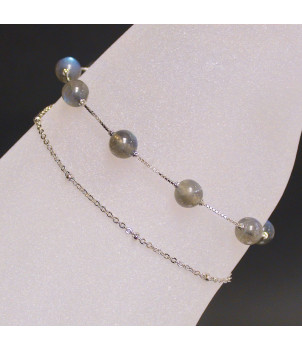 Bracelet Labradorite 6 mn Chaine double argent 0.925 – BIJOUX FANTAISIE ACHÈRES-LA-FORET 77