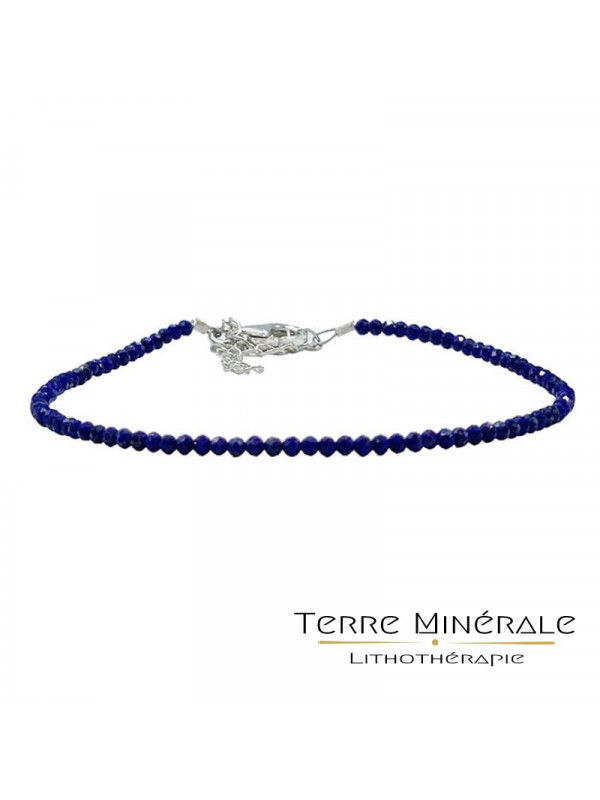 Bracelet Lapis facettée 2 mm argent 0.925