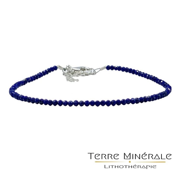 Bracelet Lapis facettée 2 mm argent 0.925