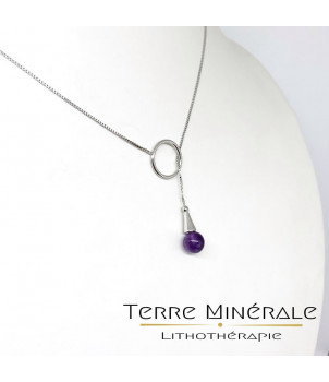Chaine argent avec rond et bille 8 mm en Amethyste – BIJOUX FANTAISIE HÉRICY 77