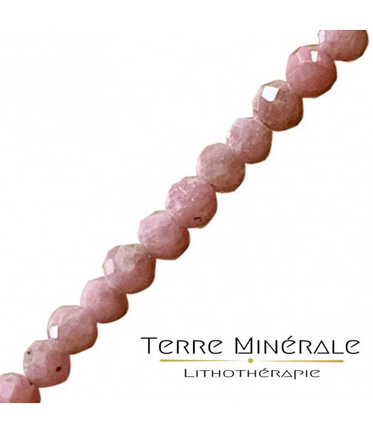 Collier Rhodochrosite facetté 2 mn Argent 0.925