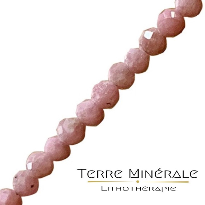 Collier Rhodochrosite facetté 2 mn Argent 0.925