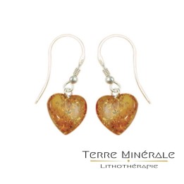 Boucles d'oreilles Coeurs en Ambre