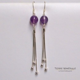 Boucles d'oreilles Améthiste 8mm Argent 0.925
