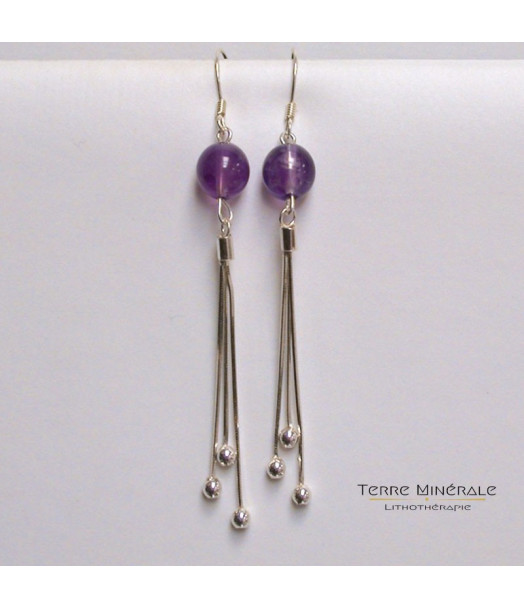 Boucles d'oreilles Améthiste 8mm Argent 0.925 Boucles d'oreilles Améthiste 8mm Argent 0.925