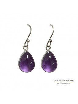 Boucles d'oreilles Améthiste Gouttes Argent 0.925 rhodié
