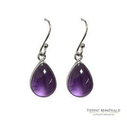 Boucles d'oreilles Améthyste Gouttes Argent 0.925 rhodié
