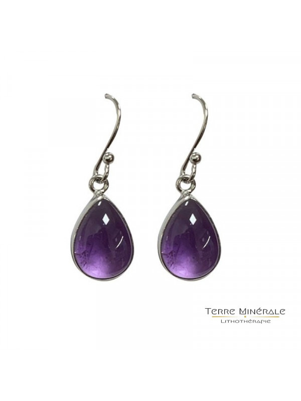 Boucles d'oreilles Améthiste Gouttes Argent 0.925 rhodié