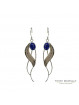 Boucles d'oreilles Lapis Lazuli feuilles argent 0.925 rhodié
