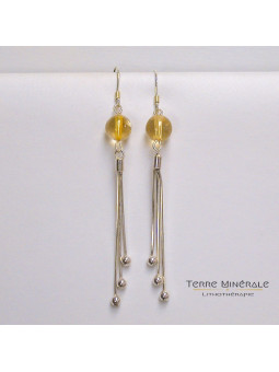 Boucles d'oreilles Citrine chauffée 8mm Argent 0.925