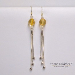 Boucles d'oreilles Citrine chauffée 8mm Argent 0.925