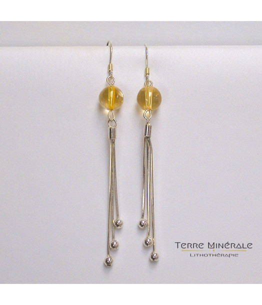 Boucles d'oreilles Citrine chauffée 8mm Argent 0.925