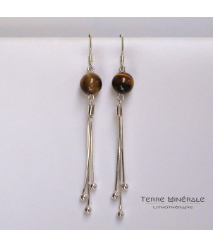 Boucles d'oreilles Oeil de Tigre 8mm Argent 0.925 – BIJOUX FANTAISIE HÉRICY 77