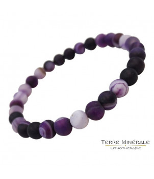 Bracelet Agate teintée violette dépolie 6 mn