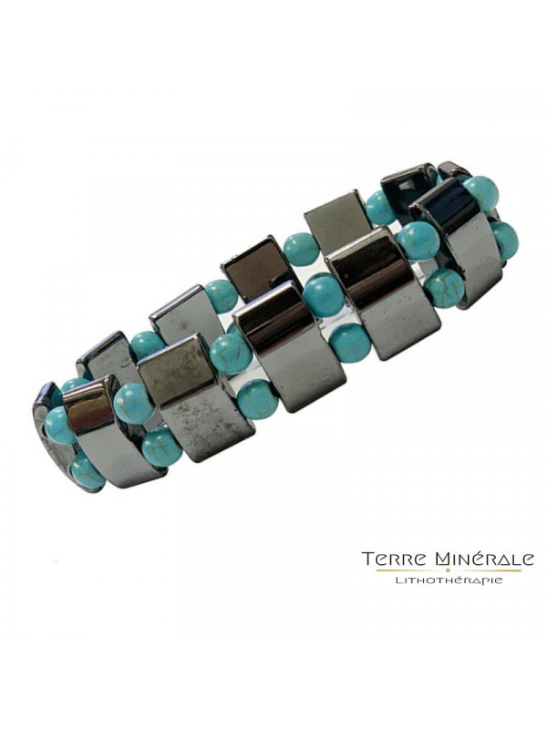 Bracelet Hématite et Howlite Turquoise