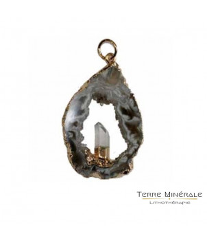 Pendentif Cristal de Roche Tranche Geodhinos – BIJOUX FANTAISIE BELLOT 77