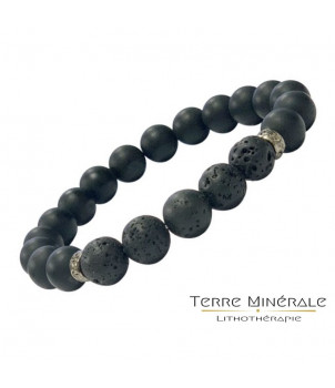 Bracelet Homme Onyx Noir dépoli et lave 10 mm – BIJOUX FANTAISIE CRESTE 63