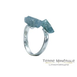 Bague réglable Aigue Marine 2 pointes