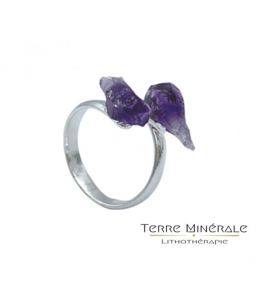 Bague réglable Améthiste 2 pointes Bague réglable Améthiste 2 pointes