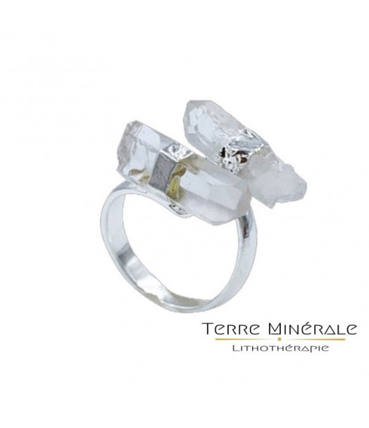 Bague réglable Quartz 2 pointes